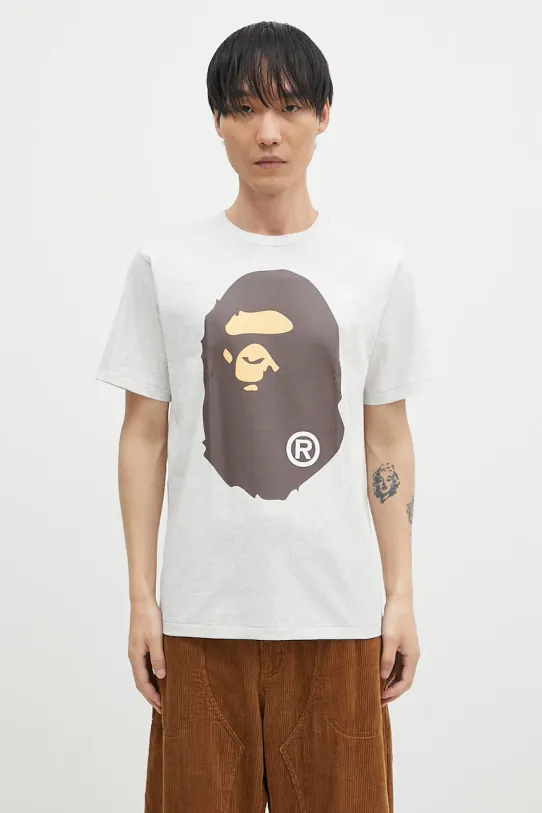 Bavlněné tričko A Bathing Ape BIG APE HEAD TEE regular šedá 1K80110002