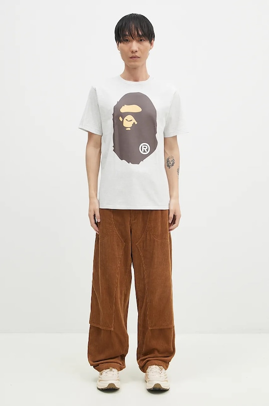 Bavlněné tričko A Bathing Ape BIG APE HEAD TEE 1K80110002 šedá