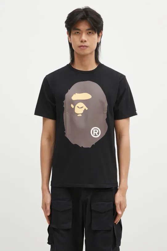 A Bathing Ape t-shirt bawełniany BIG APE HEAD TEE nadruk czarny 1K80110002