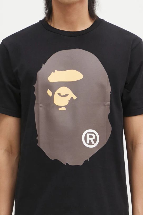 A Bathing Ape t-shirt in cotone BIG APE HEAD TEE nero 1K80110002