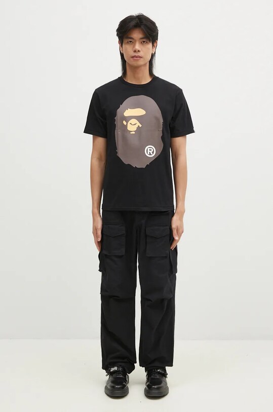 Βαμβακερό μπλουζάκι A Bathing Ape BIG APE HEAD TEE 1K80110002 μαύρο