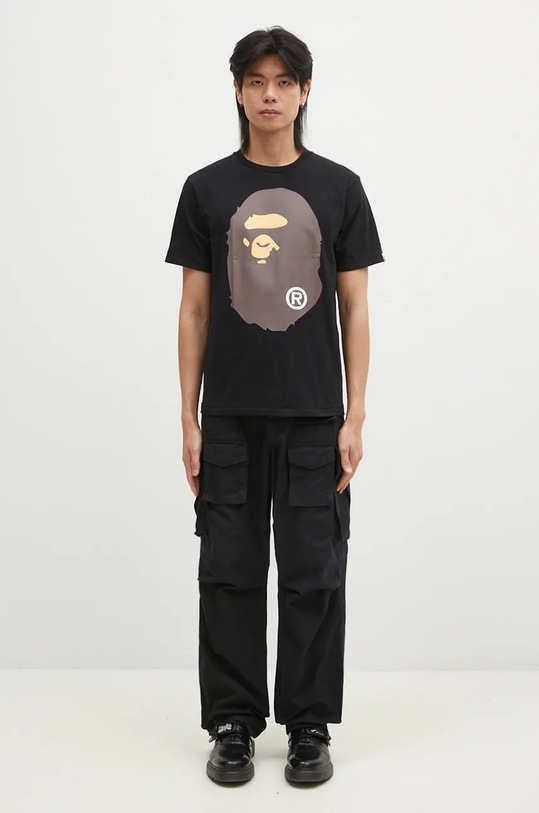 A Bathing Ape t-shirt bawełniany BIG APE HEAD TEE 1K80110002 czarny