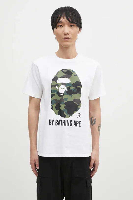 Bavlněné tričko A Bathing Ape 1ST CAMO BY BATHING APE TEE relaxed bílá 1K80110012