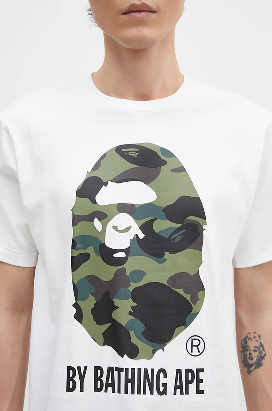 Βαμβακερό μπλουζάκι A Bathing Ape 1ST CAMO BY BATHING APE TEE λευκό 1K80110012