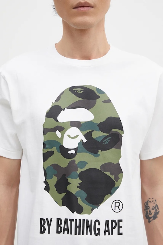 Bavlněné tričko A Bathing Ape 1ST CAMO BY BATHING APE TEE bílá 1K80110012