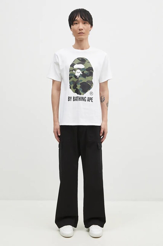 Βαμβακερό μπλουζάκι A Bathing Ape 1ST CAMO BY BATHING APE TEE 1K80110012 λευκό