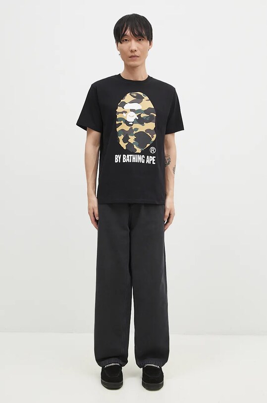 Βαμβακερό μπλουζάκι A Bathing Ape 1ST CAMO BY BATHING APE TEE 1K80110012 μαύρο