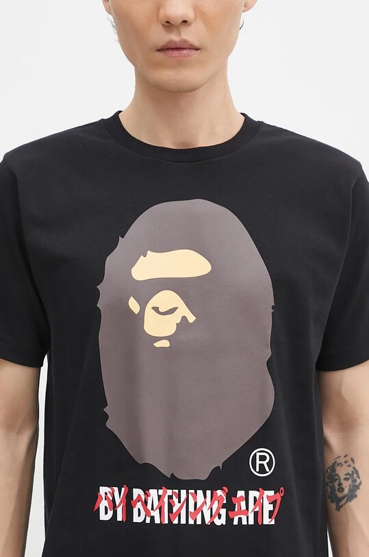 A Bathing Ape tricou din bumbac KATAKANA BY BATHING APE TEE negru 1K80110026