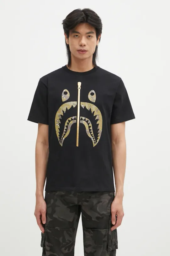A Bathing Ape cotton t-shirt BITMAP SHARK TEE cotton black 1K80110040