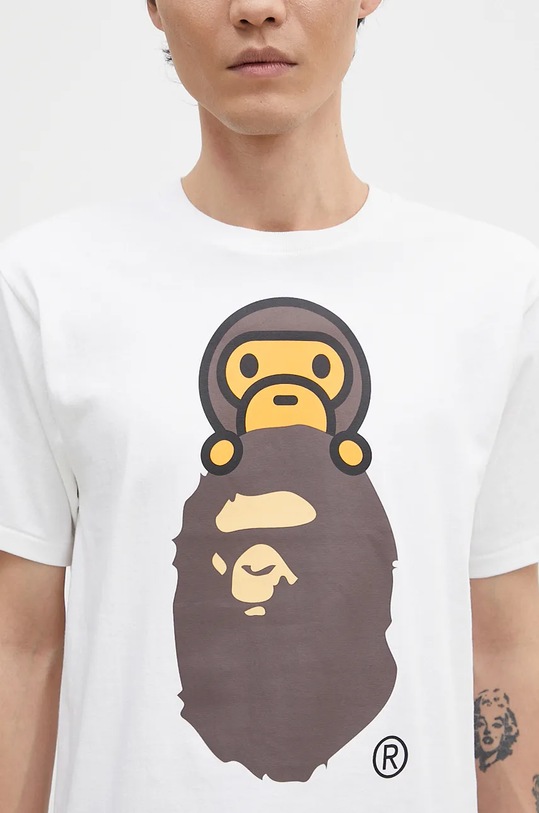 A Bathing Ape cotton t-shirt MILO ON APE HEAD TEE white 2K80110002