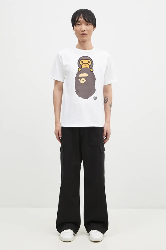 A Bathing Ape cotton t-shirt MILO ON APE HEAD TEE 2K80110002 white