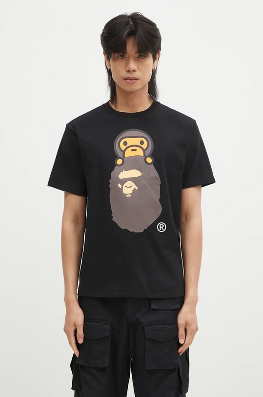 A Bathing Ape cotton t-shirt MILO ON APE HEAD TEE cotton black 2K80110002