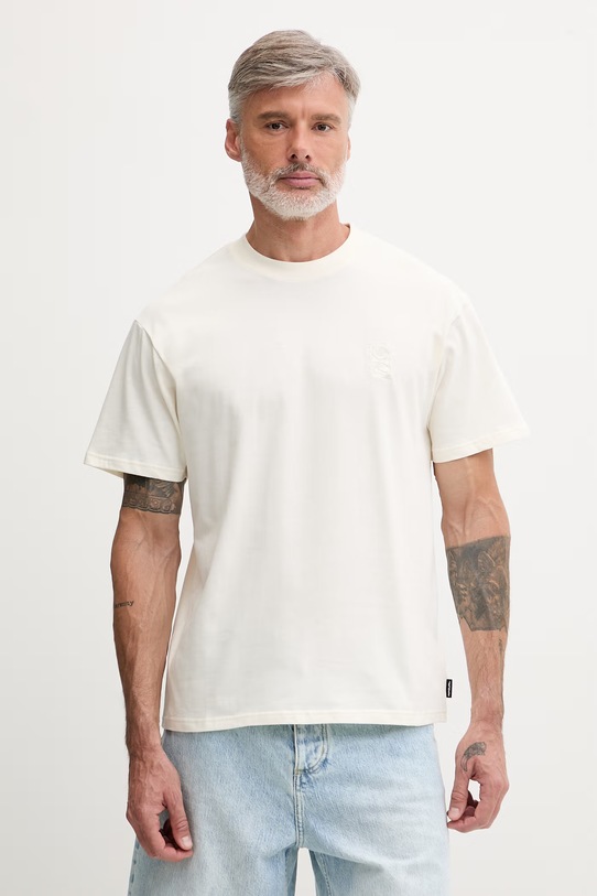 Rip Curl T-shirt męski bawełniany SEARCH EMBROIDERY beżowy 0JCMTE