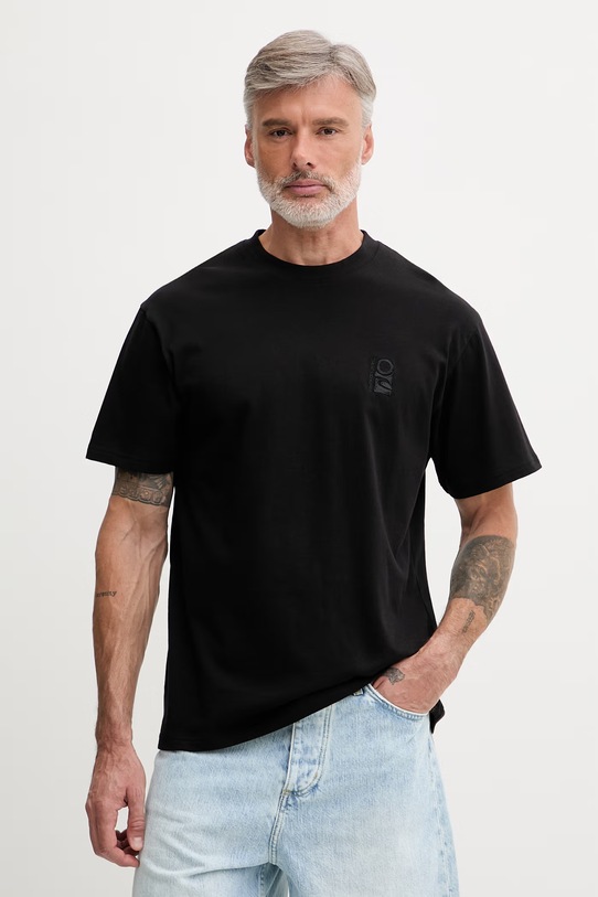 Rip Curl T-shirt męski bawełniany SEARCH EMBROIDERY czarny 0JCMTE