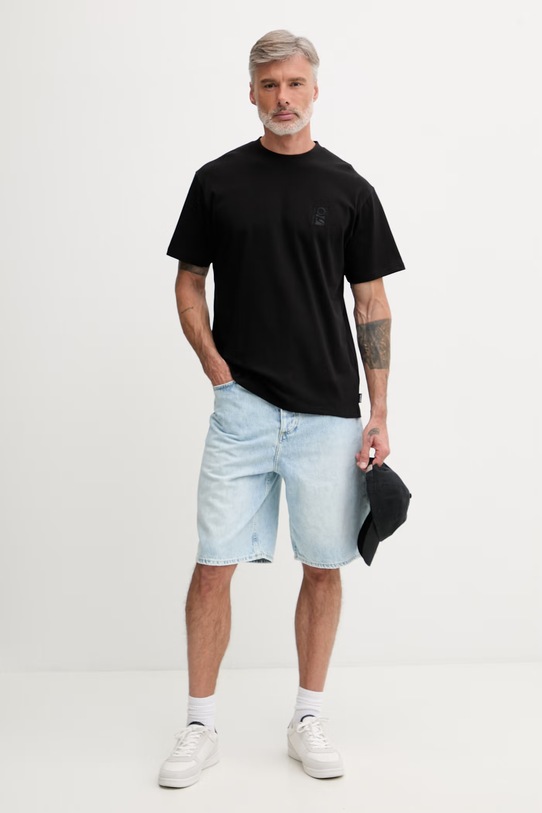 Rip Curl T-shirt męski bawełniany SEARCH EMBROIDERY 0JCMTE czarny SS26