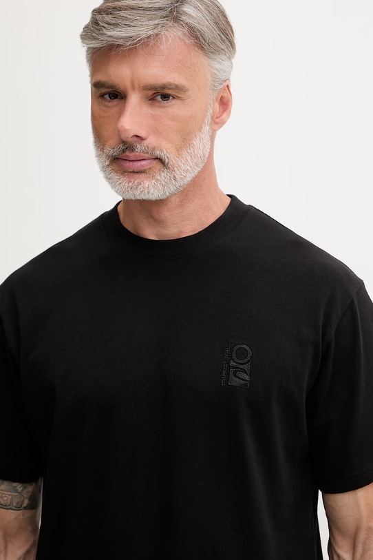 Rip Curl T-shirt męski bawełniany SEARCH EMBROIDERY czarny 0JCMTE