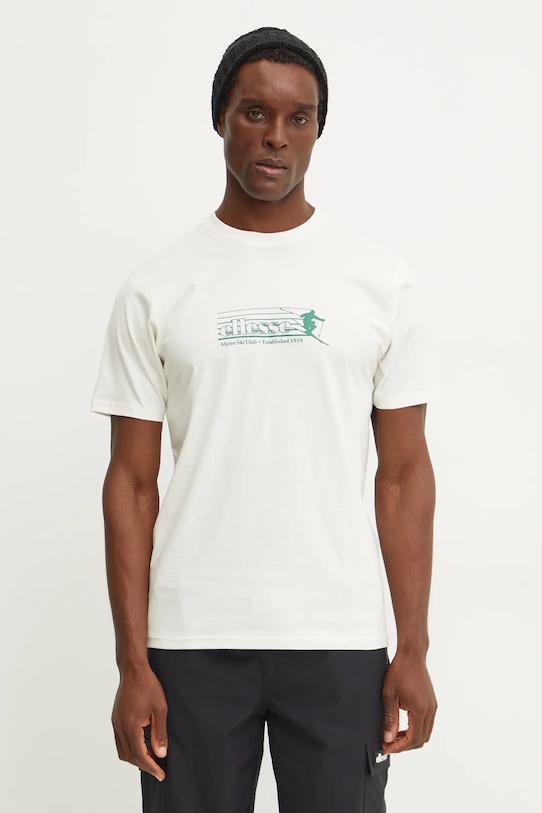 Βαμβακερό μπλουζάκι Ellesse WINTEROS βαμβάκι μπεζ SHX20962