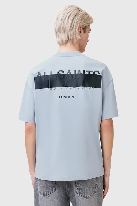 Bavlněné tričko AllSaints REDACT SS CREW modrá M002PC