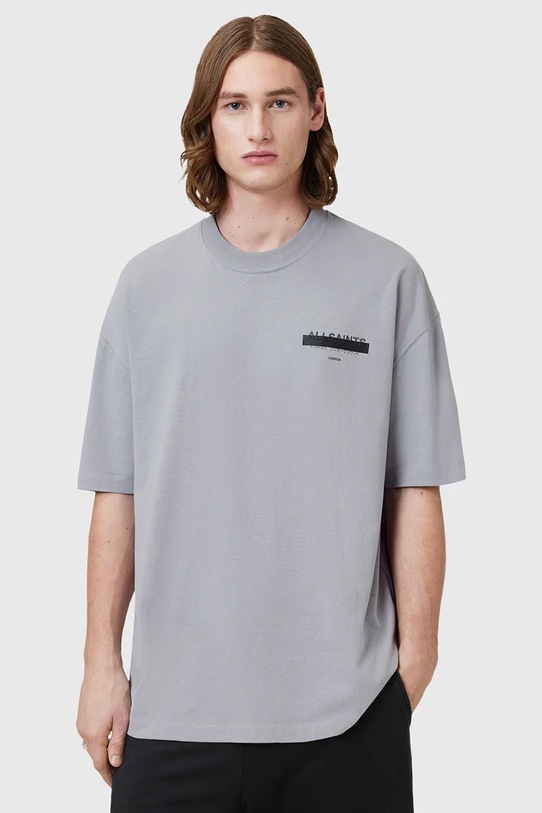 AllSaints tricou din bumbac REDACT SS CREW print gri M002PC