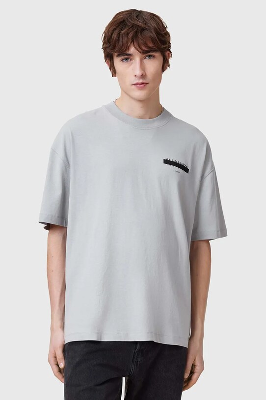Βαμβακερό μπλουζάκι AllSaints REDACT SS CREW γκρί M002PC