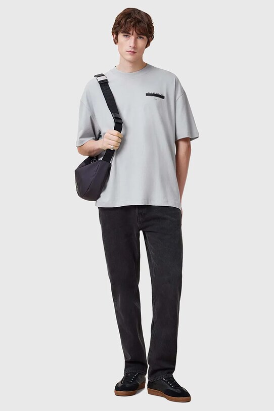 Βαμβακερό μπλουζάκι AllSaints REDACT SS CREW M002PC γκρί