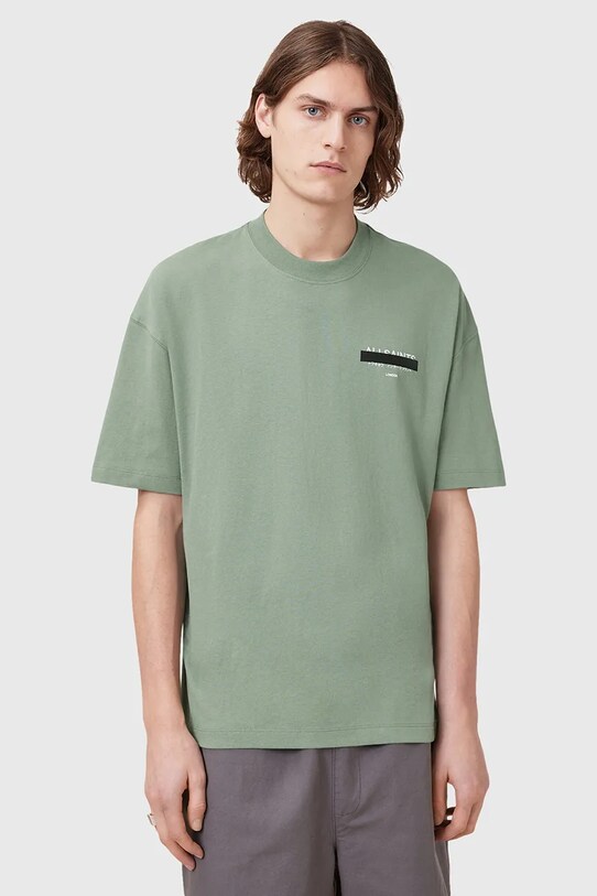 AllSaints t-shirt bawełniany REDACT SS CREW nadruk zielony M002PC