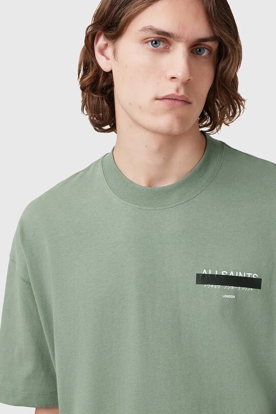 AllSaints t-shirt bawełniany REDACT SS CREW M002PC zielony SS25