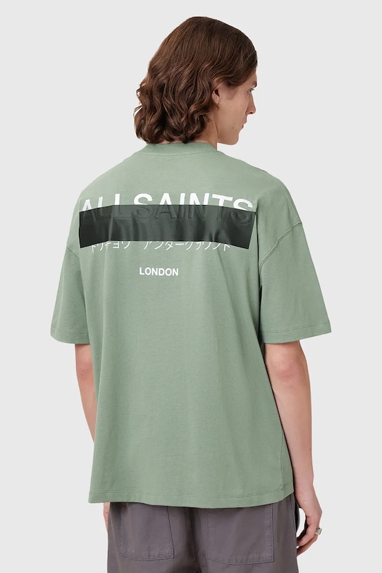 Bavlněné tričko AllSaints REDACT SS CREW zelená M002PC
