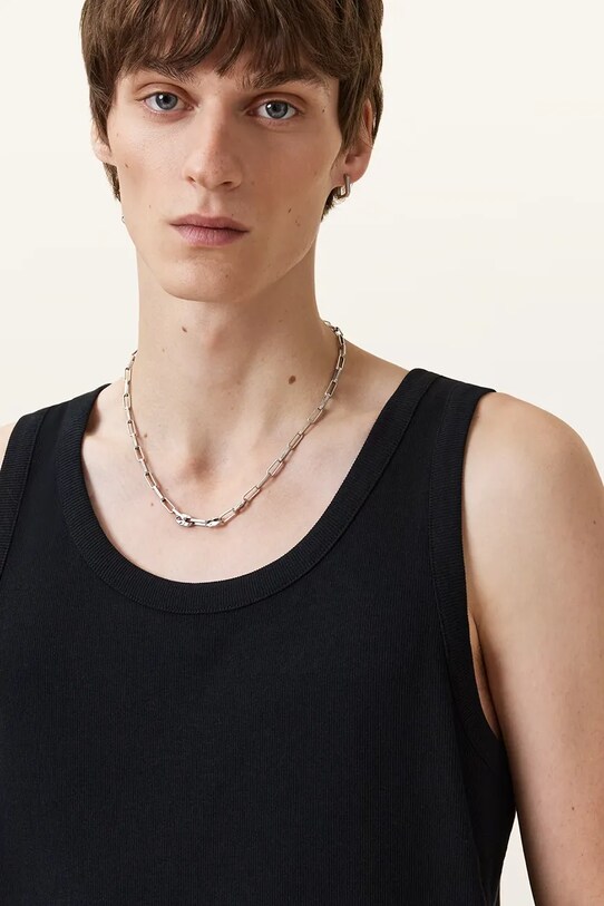 AllSaints top bawełniany EDWARDS VEST M008JB czarny SS25