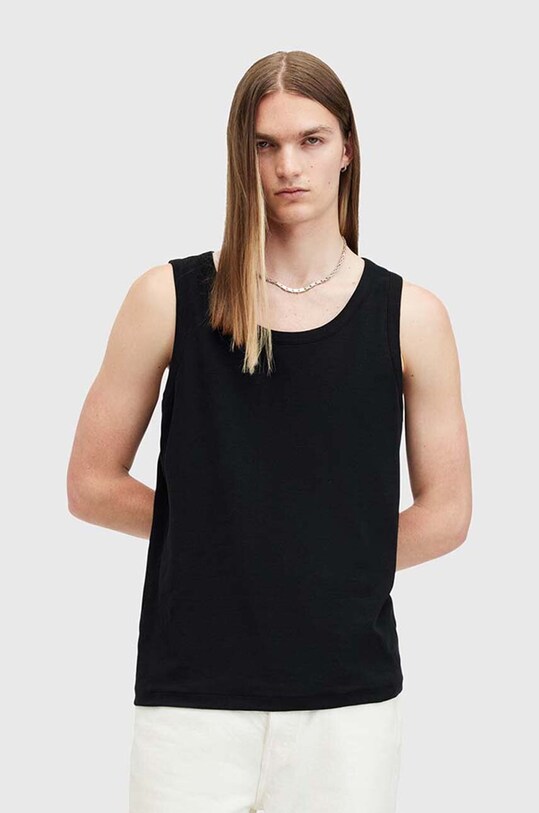 Бавовняний топ AllSaints EDWARDS VEST бавовна чорний M008JB