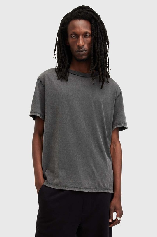 AllSaints tricou din bumbac HEATH SS CREW uni negru M013JA