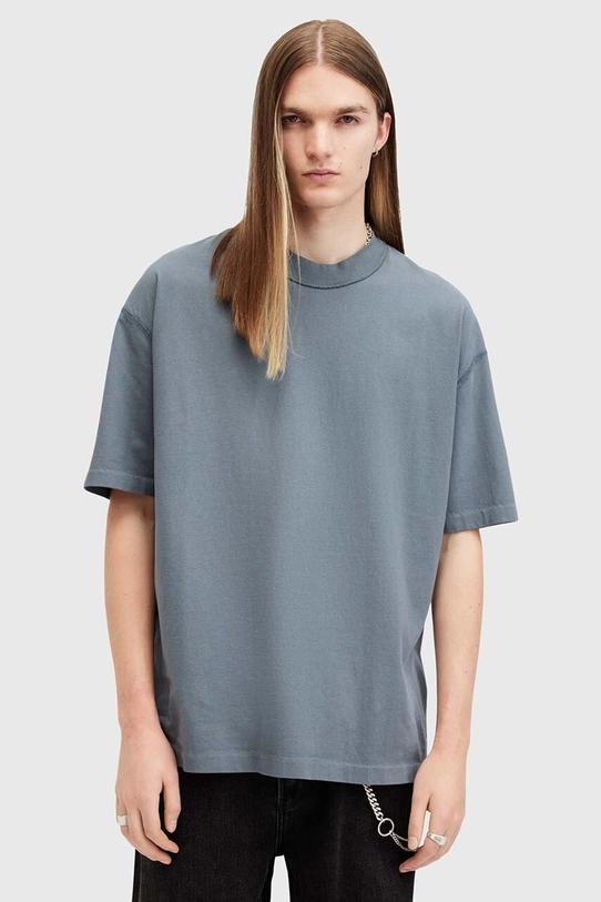 AllSaints tricou din bumbac ISAC SS CREW uni albastru M024JB