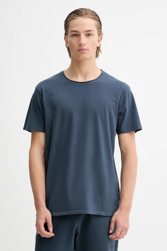 Bavlněné tričko AllSaints BODEGA SS CREW hladký námořnická modř M026JB