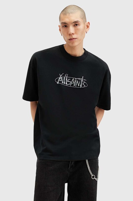 AllSaints t-shirt bawełniany STERNUM SS CREW nadruk czarny M040PB