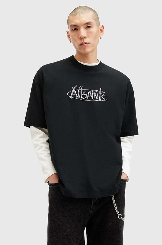 AllSaints t-shirt bawełniany STERNUM SS CREW czarny M040PB