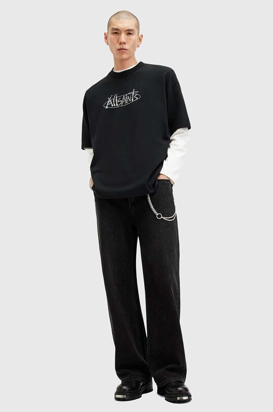 AllSaints t-shirt bawełniany STERNUM SS CREW M040PB czarny