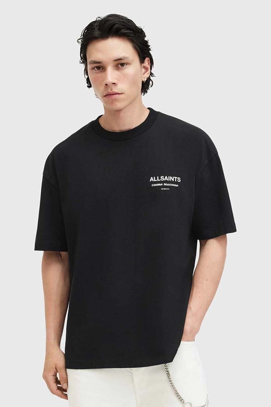 AllSaints t-shirt bawełniany SANCTUM SS CREW nadruk czarny M068PB