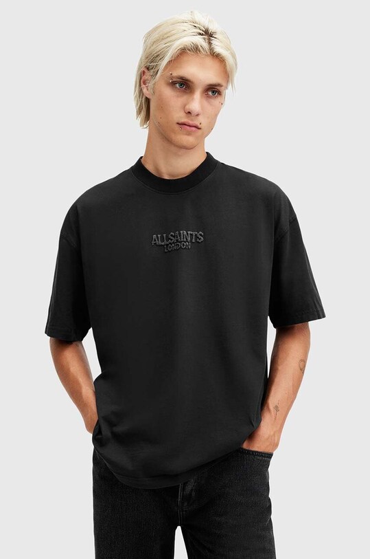 Bavlnené tričko AllSaints BONES SS CREW relaxed čierna M073PB