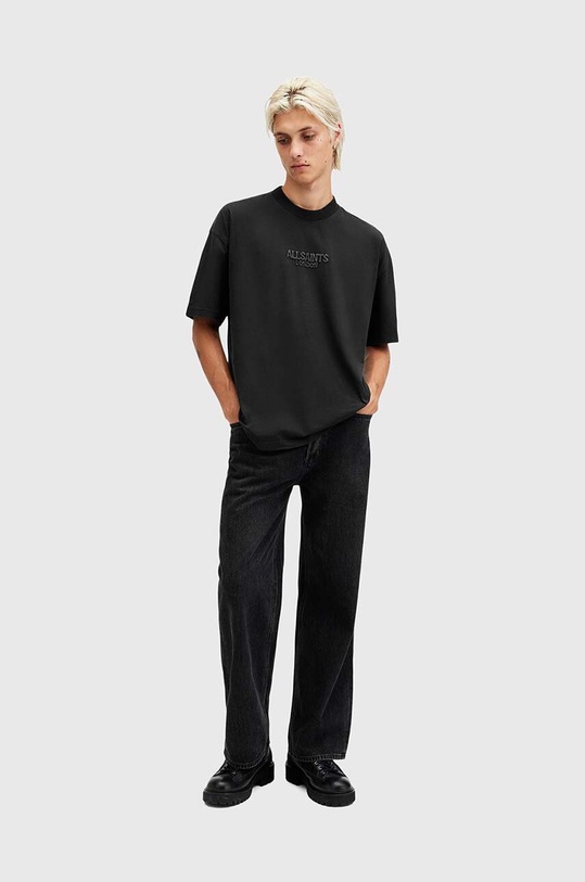 Bavlnené tričko AllSaints BONES SS CREW čierna M073PB