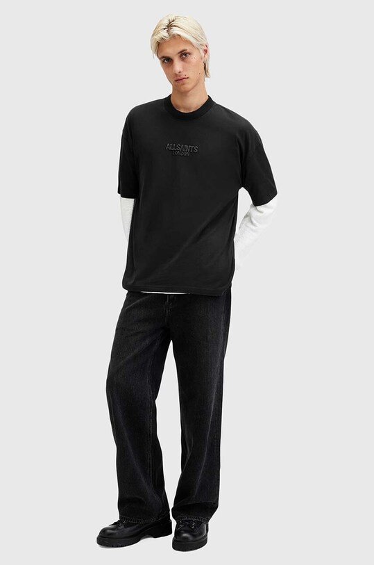 Bavlnené tričko AllSaints BONES SS CREW M073PB čierna