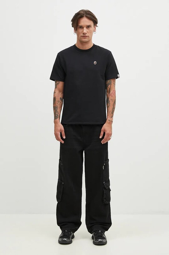 Bavlněné tričko A Bathing Ape One Point 1K80110004 černá