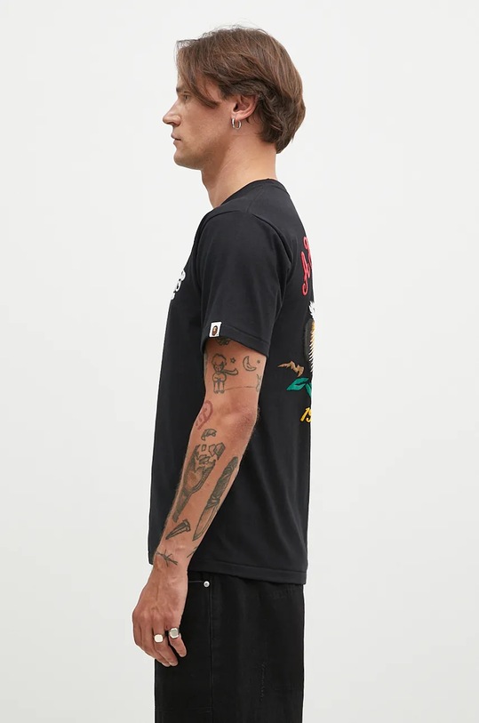 Pamučna dvostrana majica kratkih rukava A Bathing Ape Embroidery Style Souvenir Logo 1K80110025 crna AW24