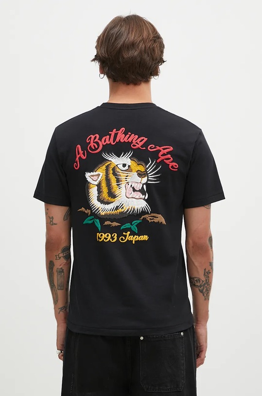 Odjeća Pamučna dvostrana majica kratkih rukava A Bathing Ape Embroidery Style Souvenir Logo 1K80110025 crna