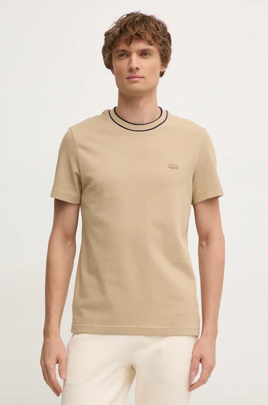 Lacoste t-shirt regular brązowy TH8174