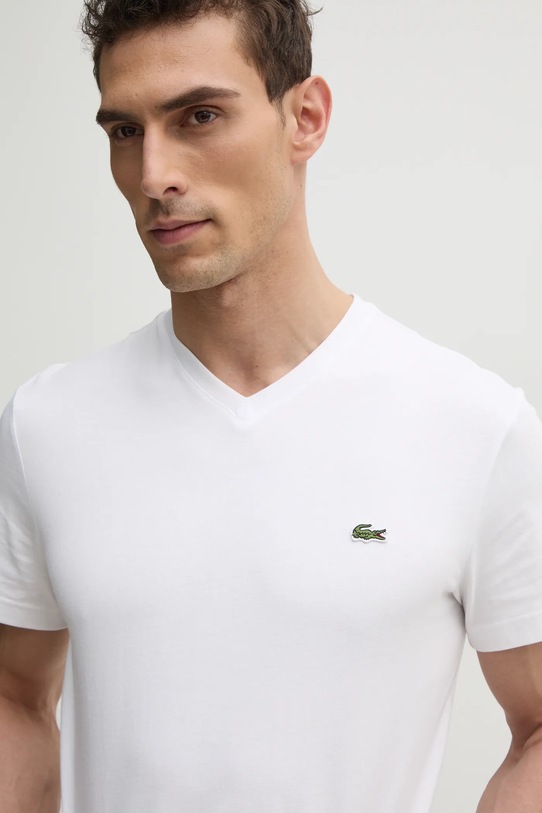 Памучна тениска Lacoste бял TH5077