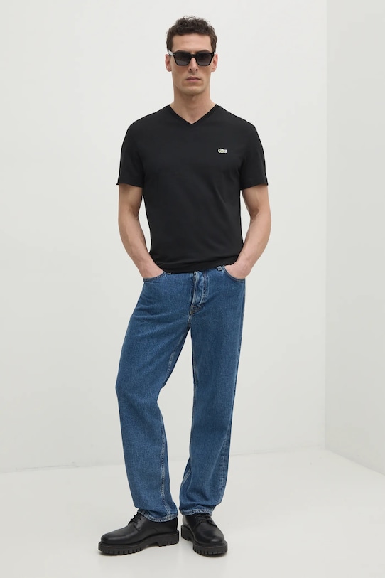 Bombažna kratka majica Lacoste TH5077 črna AW24