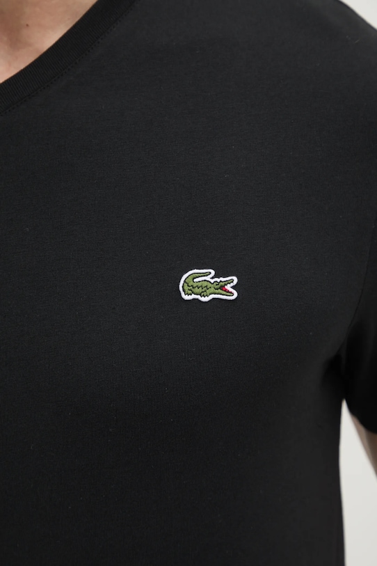 Bombažna kratka majica Lacoste TH5077 črna
