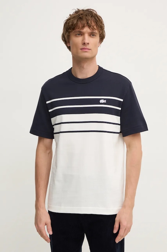 Pamučna majica Lacoste regular mornarsko plava TH8130