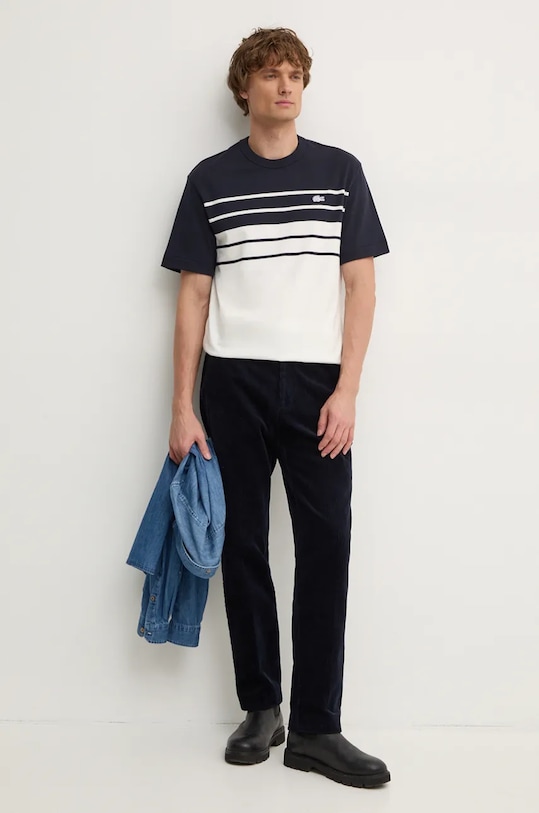 Odjeća Pamučna majica Lacoste TH8130 mornarsko plava