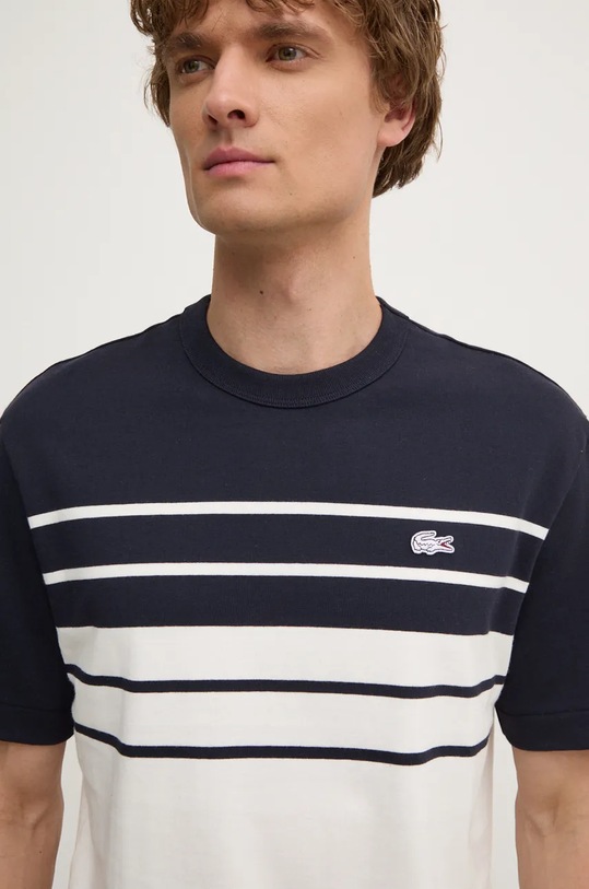 Pamučna majica Lacoste mornarsko plava TH8130